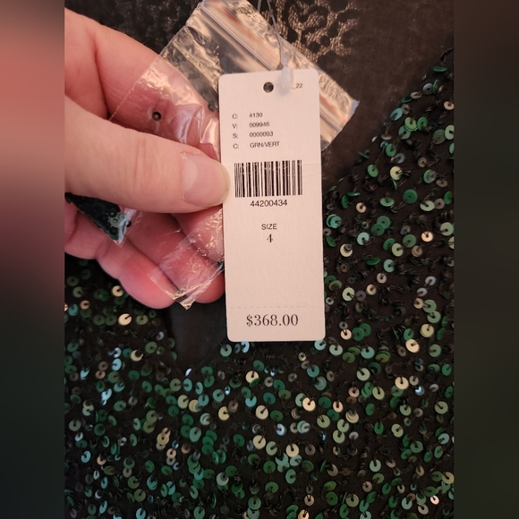 Sz 4 Varun Bahl Green Seqin Dress w/Appliqué NWT Anthropologie - Picture 9 of 16